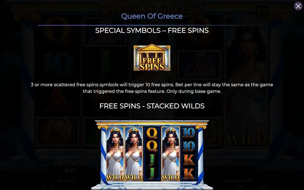 Special symbols - free spins — Queen of Greece