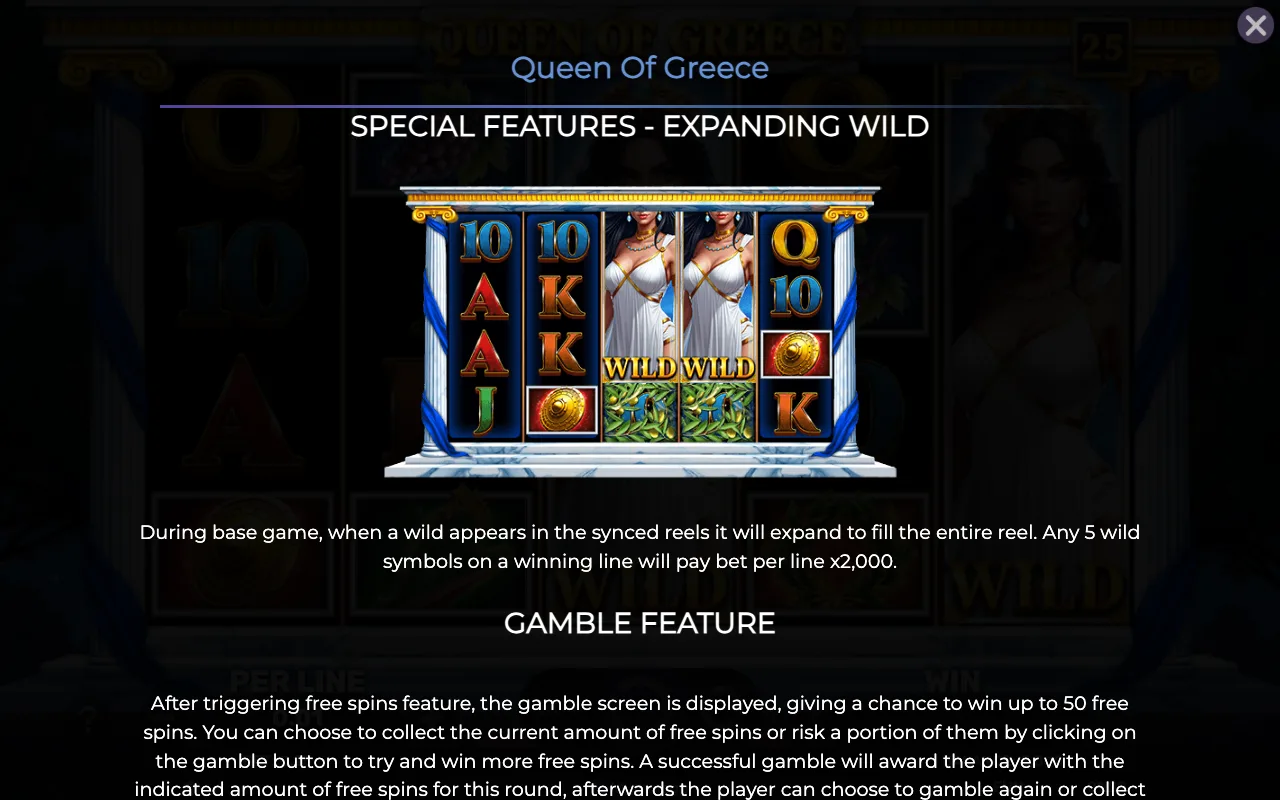 Special features - expanding wild — Queen of Greece