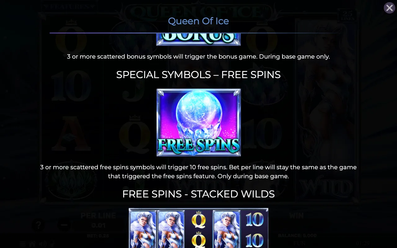 Special symbols - free spins — Queen of Ice