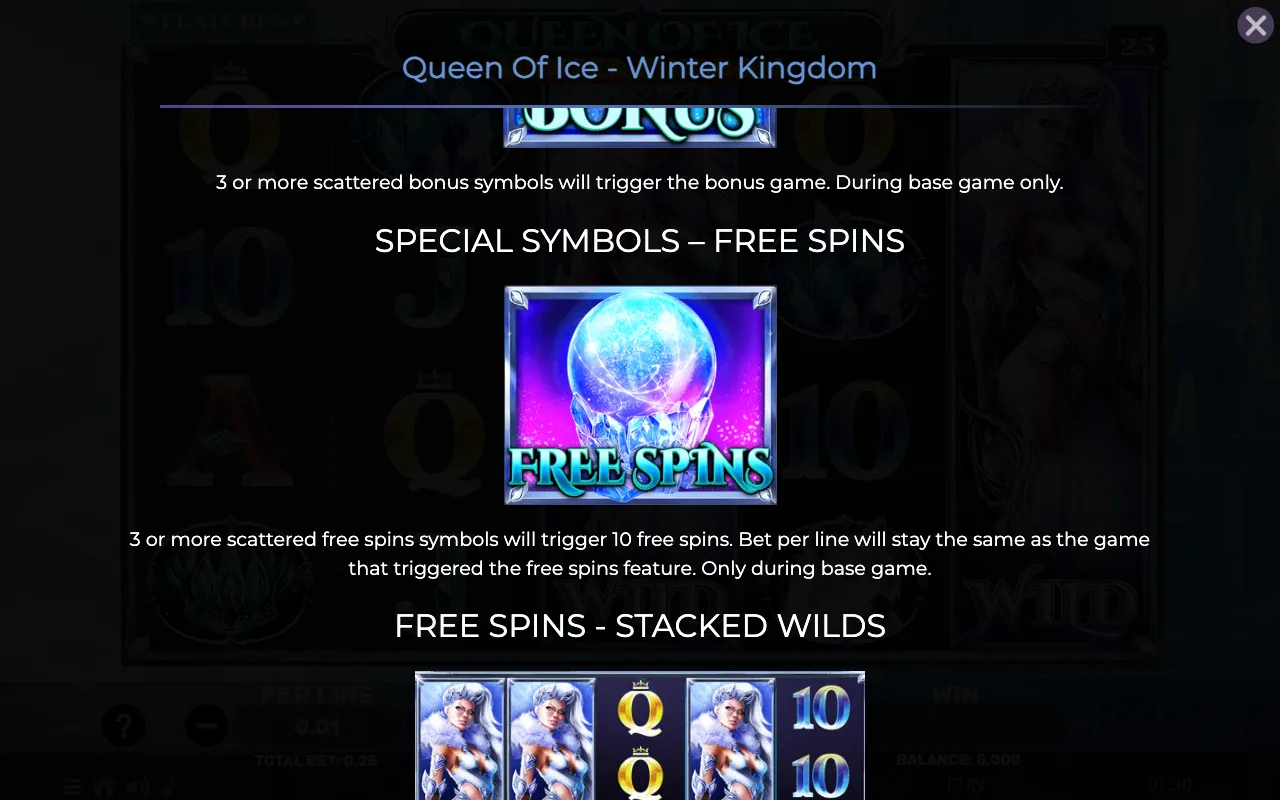 Special symbols - free spins — Queen of Ice Winter Kingdom