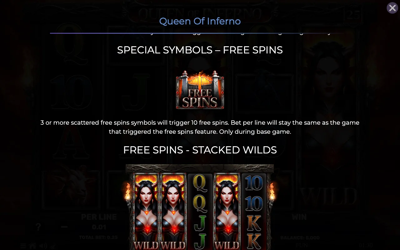 Special symbols - free spins — Queen of Inferno