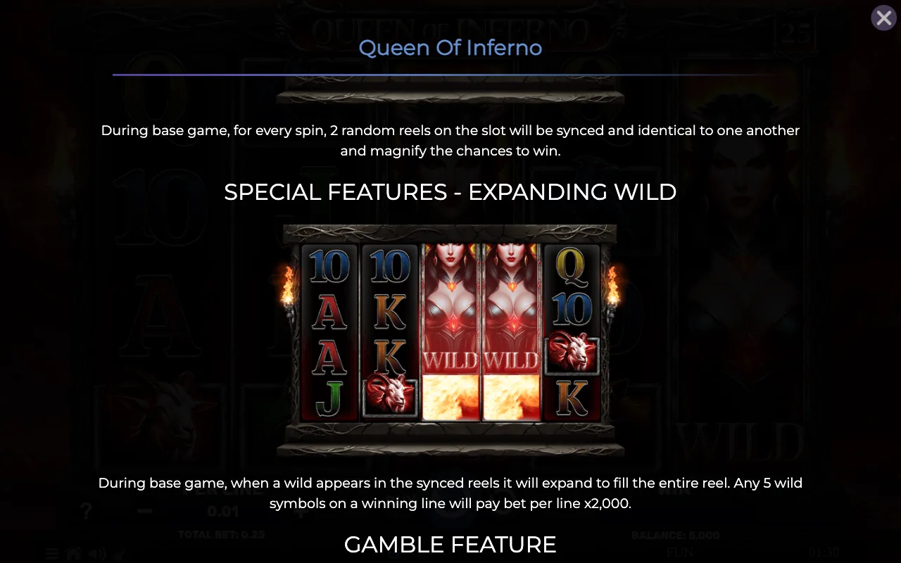 Special features - expanding wild — Queen of Inferno