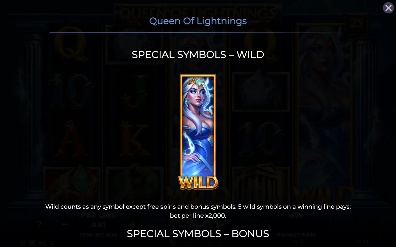 Special symbols - wild — Queen of Lightnings