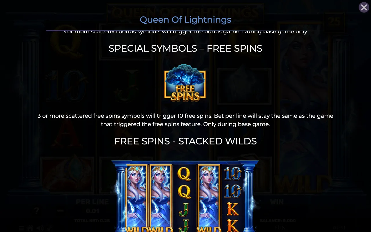 Special symbols - free spins — Queen of Lightnings