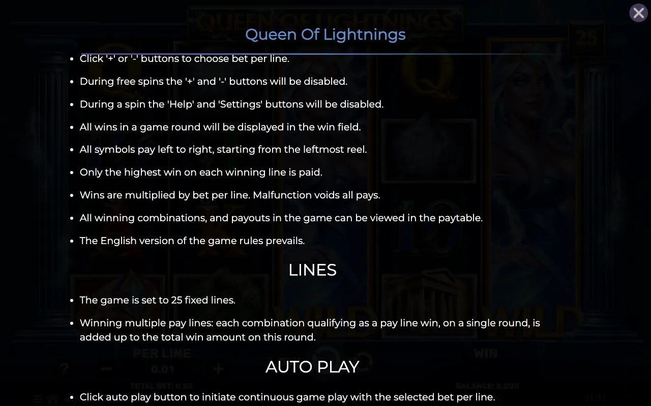 Game rules, page 7 — Queen of Lightnings