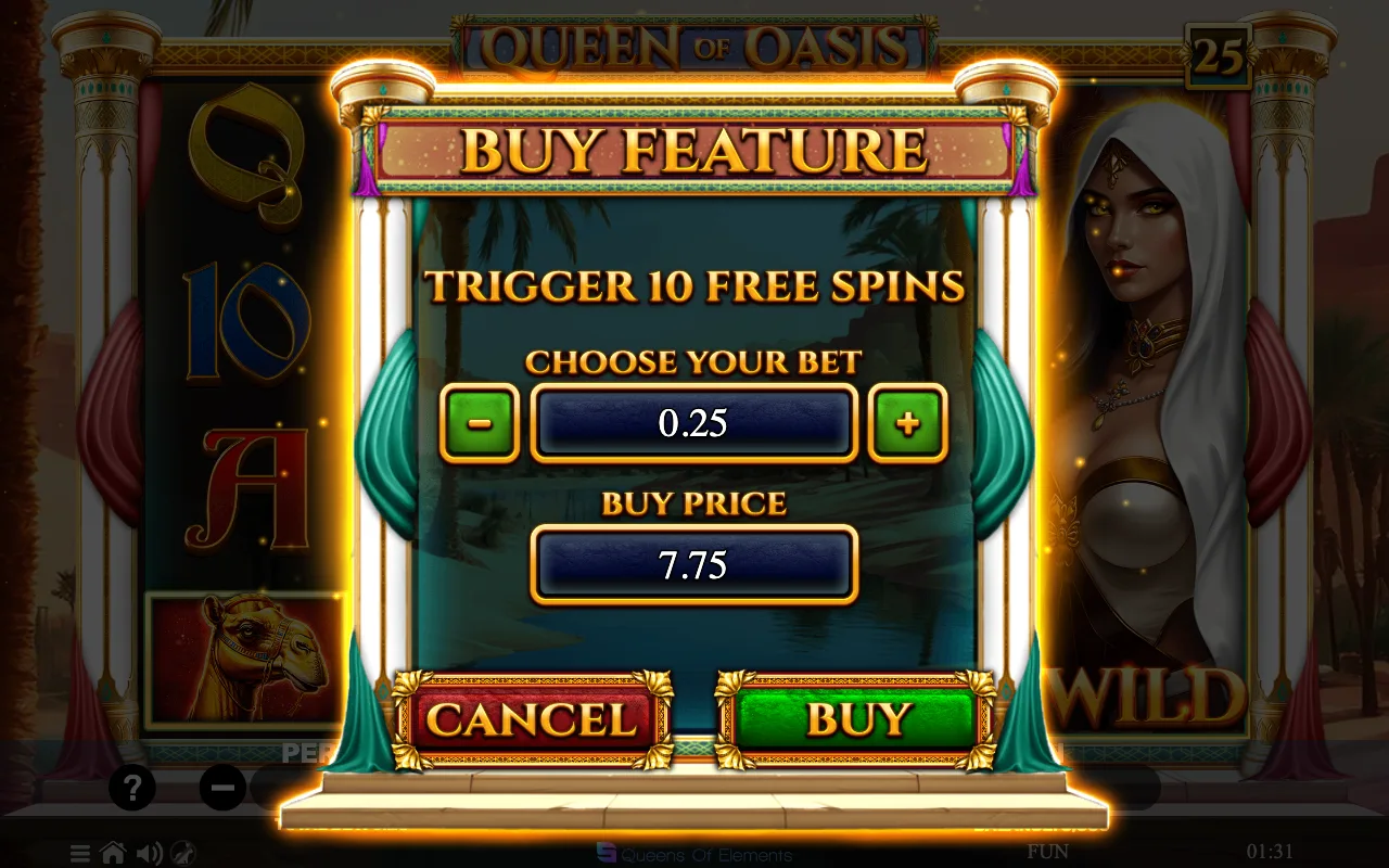 Buying the feature — Queen of Oasis