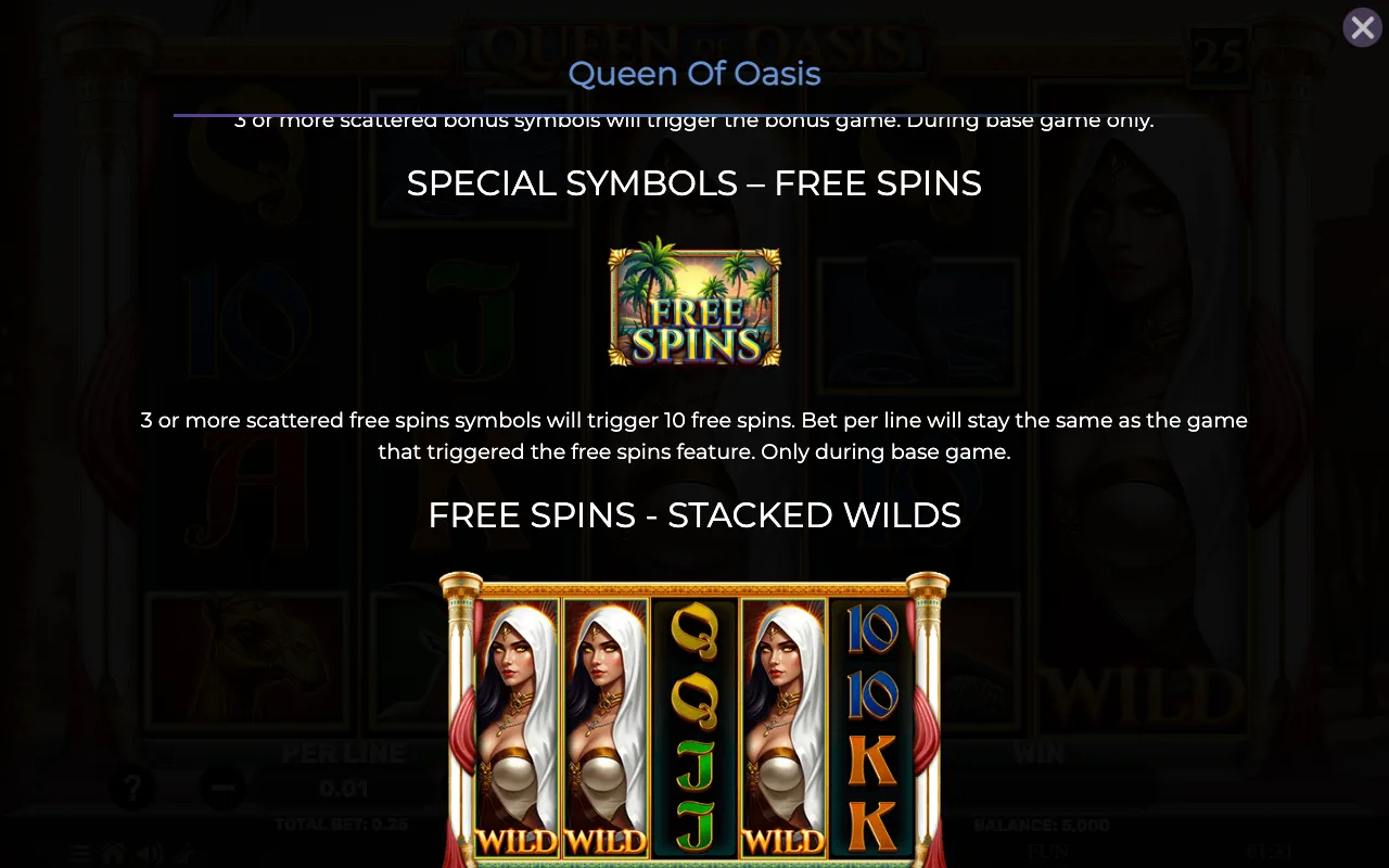 Special symbols - free spins — Queen of Oasis