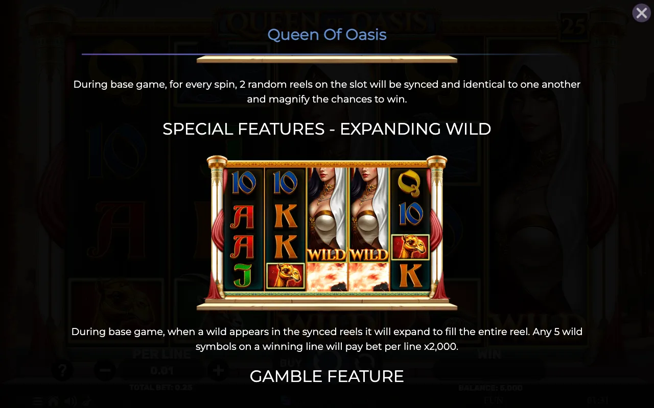 Special features - expanding wild — Queen of Oasis