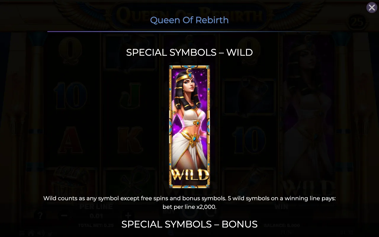 Special symbols - wild — Queen of Rebirth