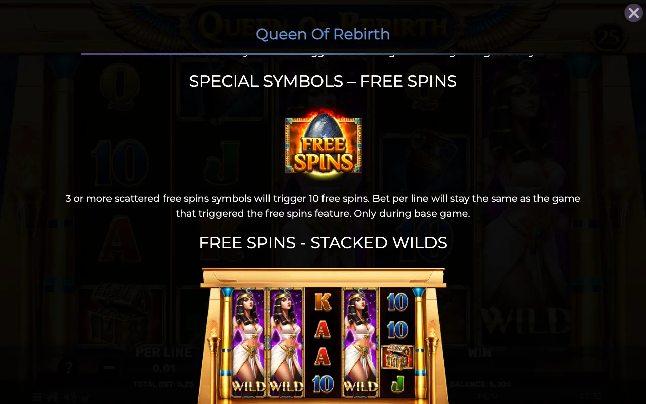 Special symbols - free spins — Queen of Rebirth