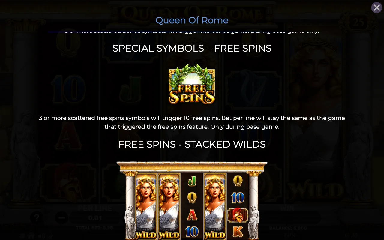 Special symbols - free spins — Queen of Rome