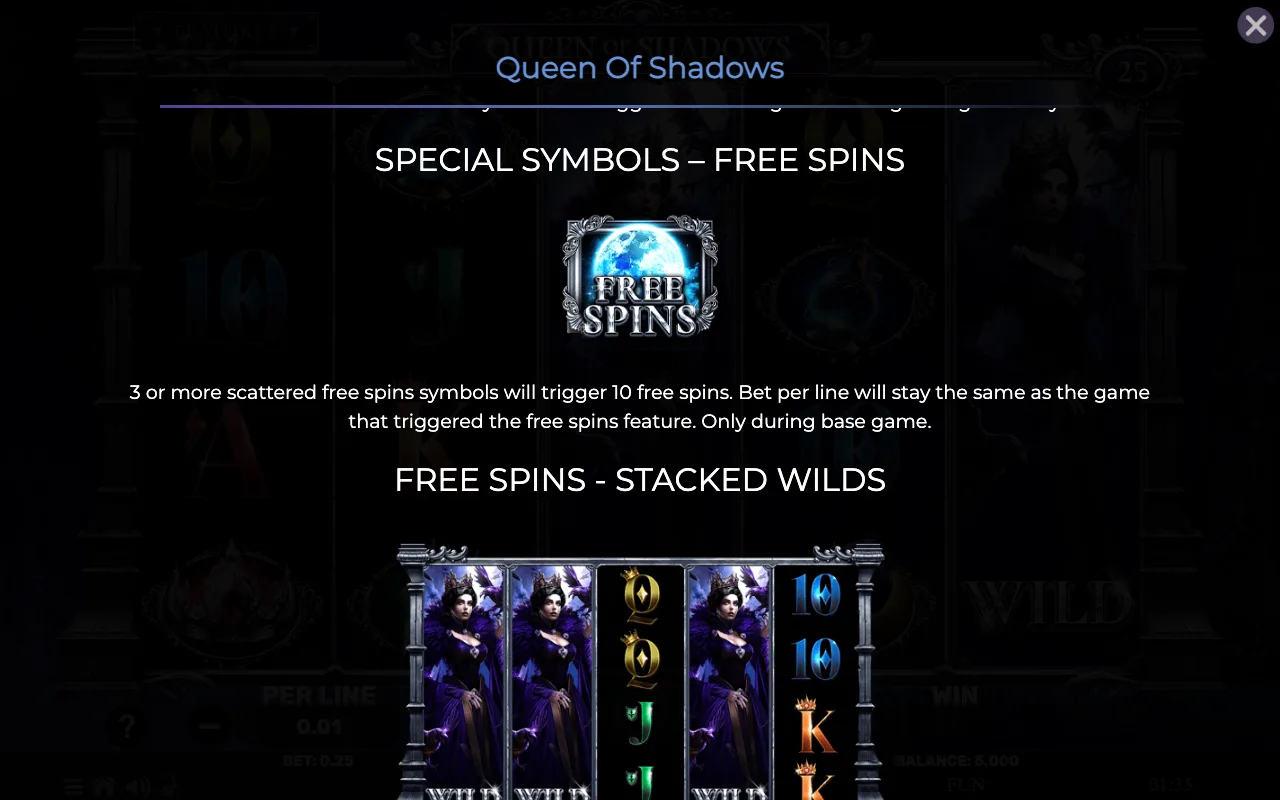 Special symbols - free spins — Queen of Shadows