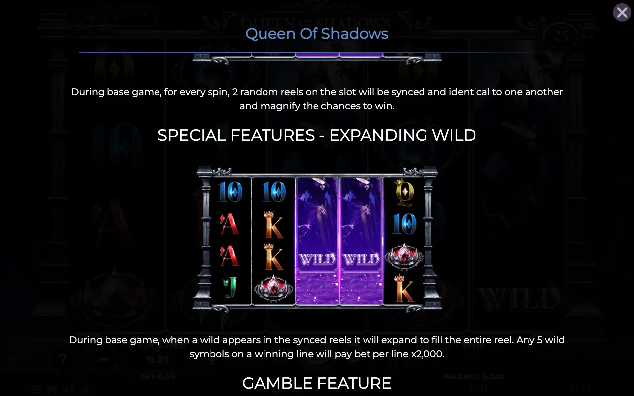 Special features - expanding wild — Queen of Shadows