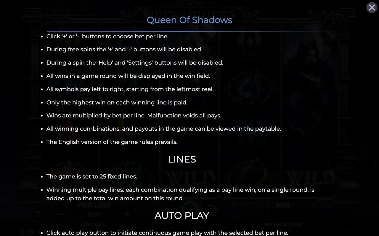 Game rules, page 7 — Queen of Shadows