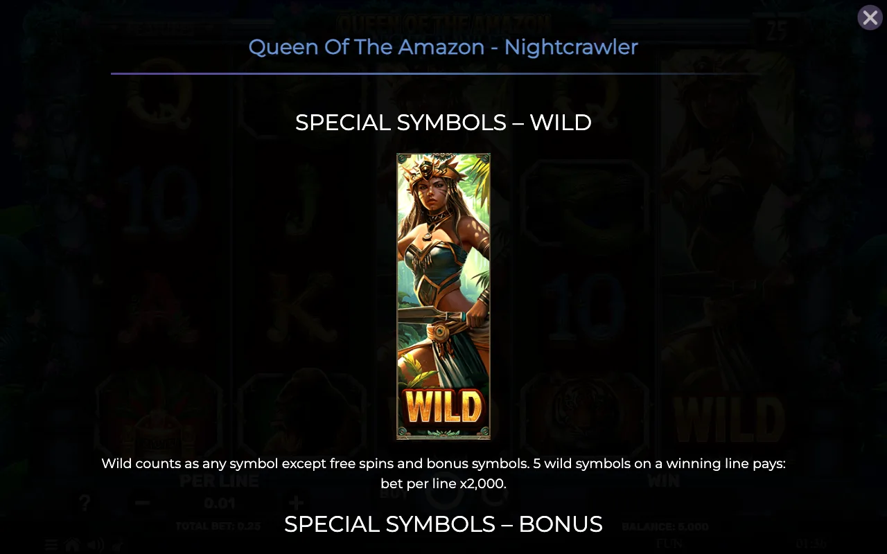 Special symbols - wild — Queen of The Amazon Nightcrawler