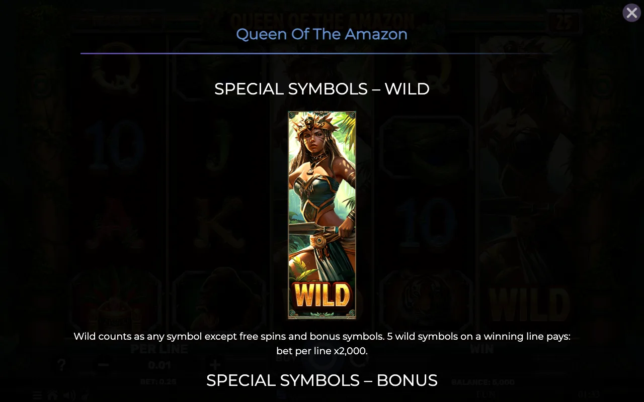 Special symbols - wild — Queen of The Amazon