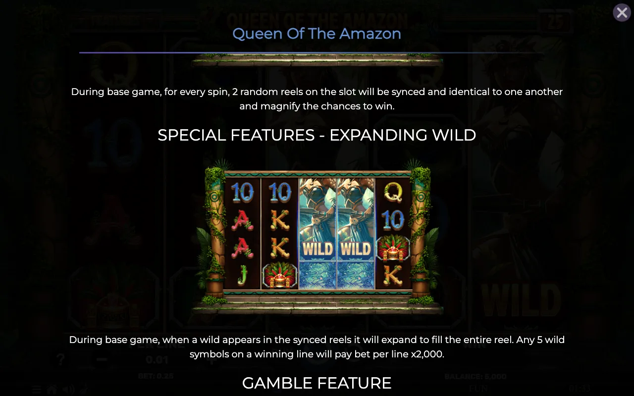 Special features - expanding wild — Queen of The Amazon