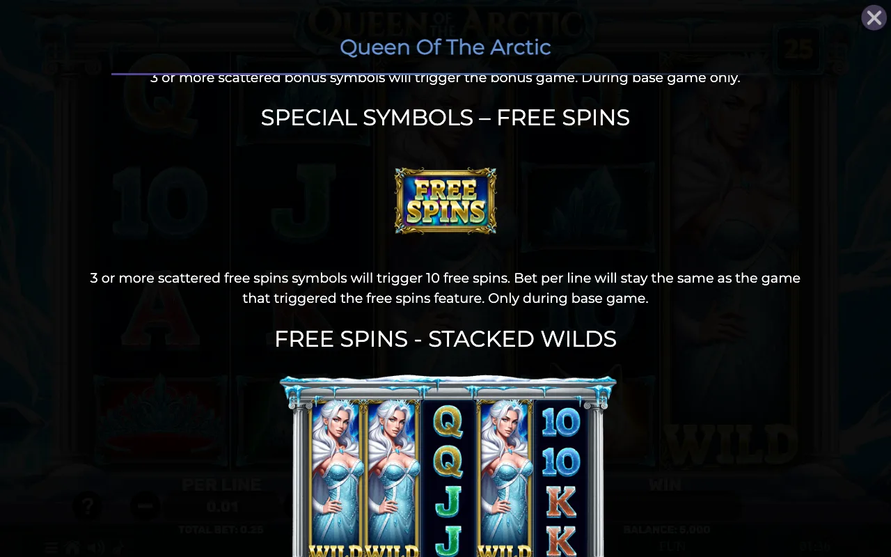 Special symbols - free spins — Queen of The Arctic