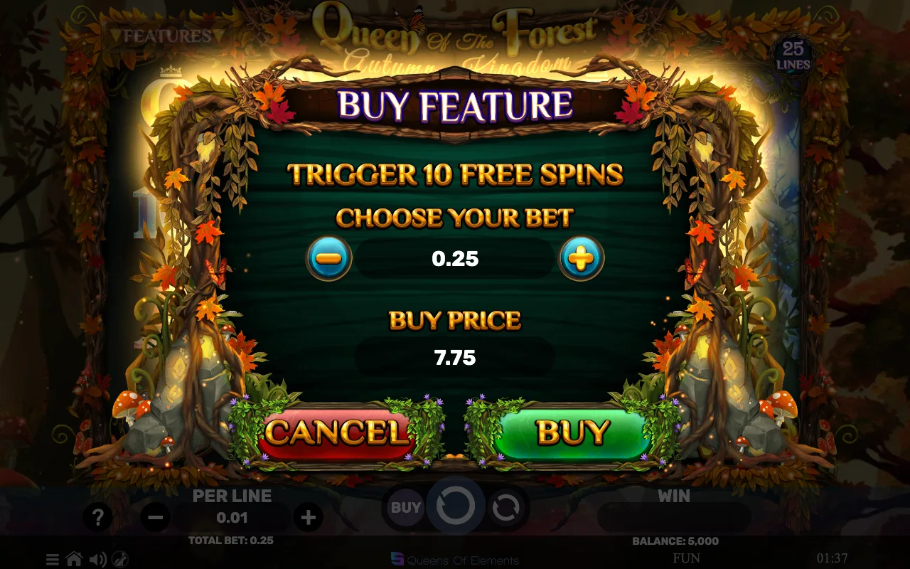 Buying the feature — Queen of The Forest Autumn Kingdom