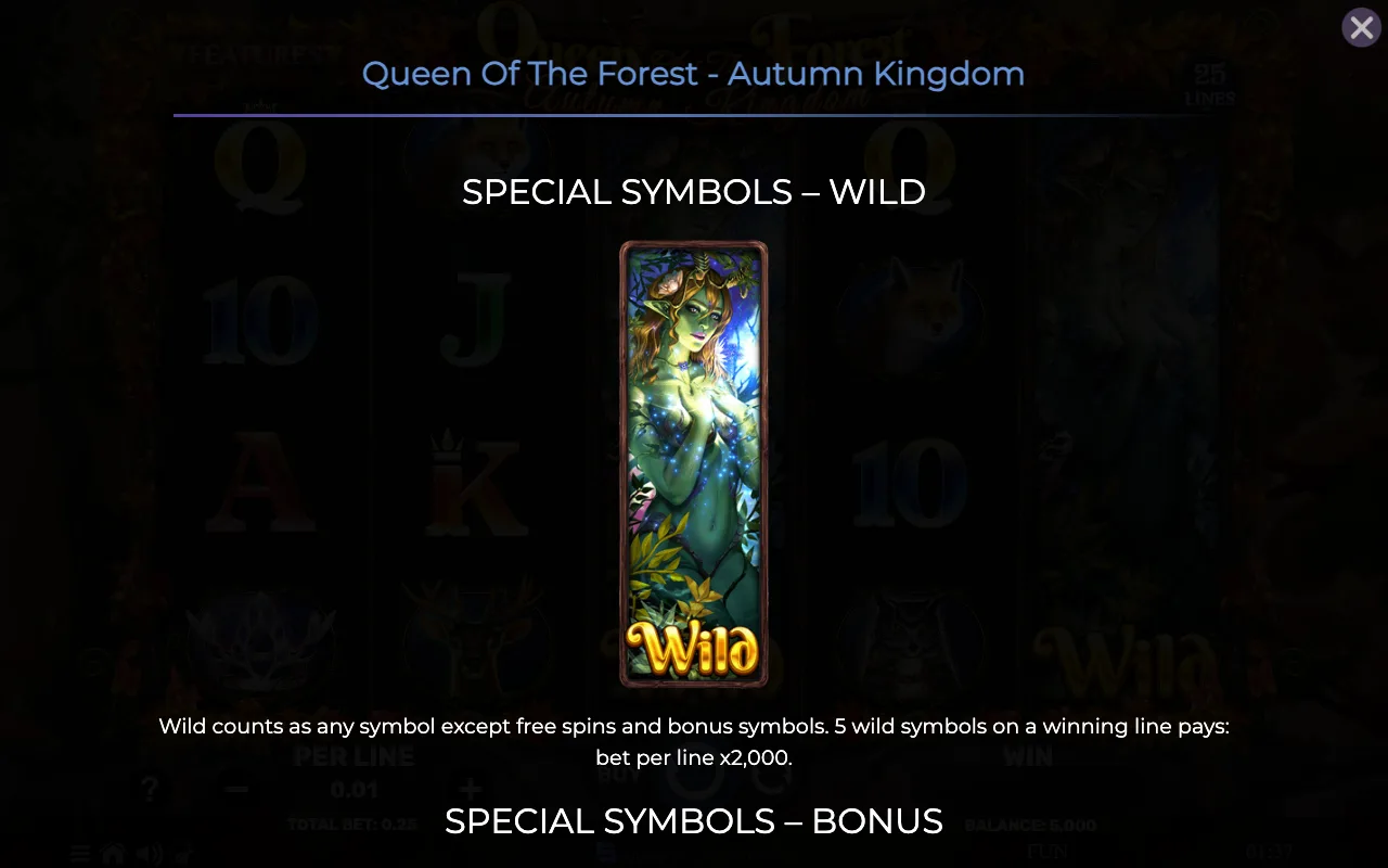 Special symbols - wild — Queen of The Forest Autumn Kingdom