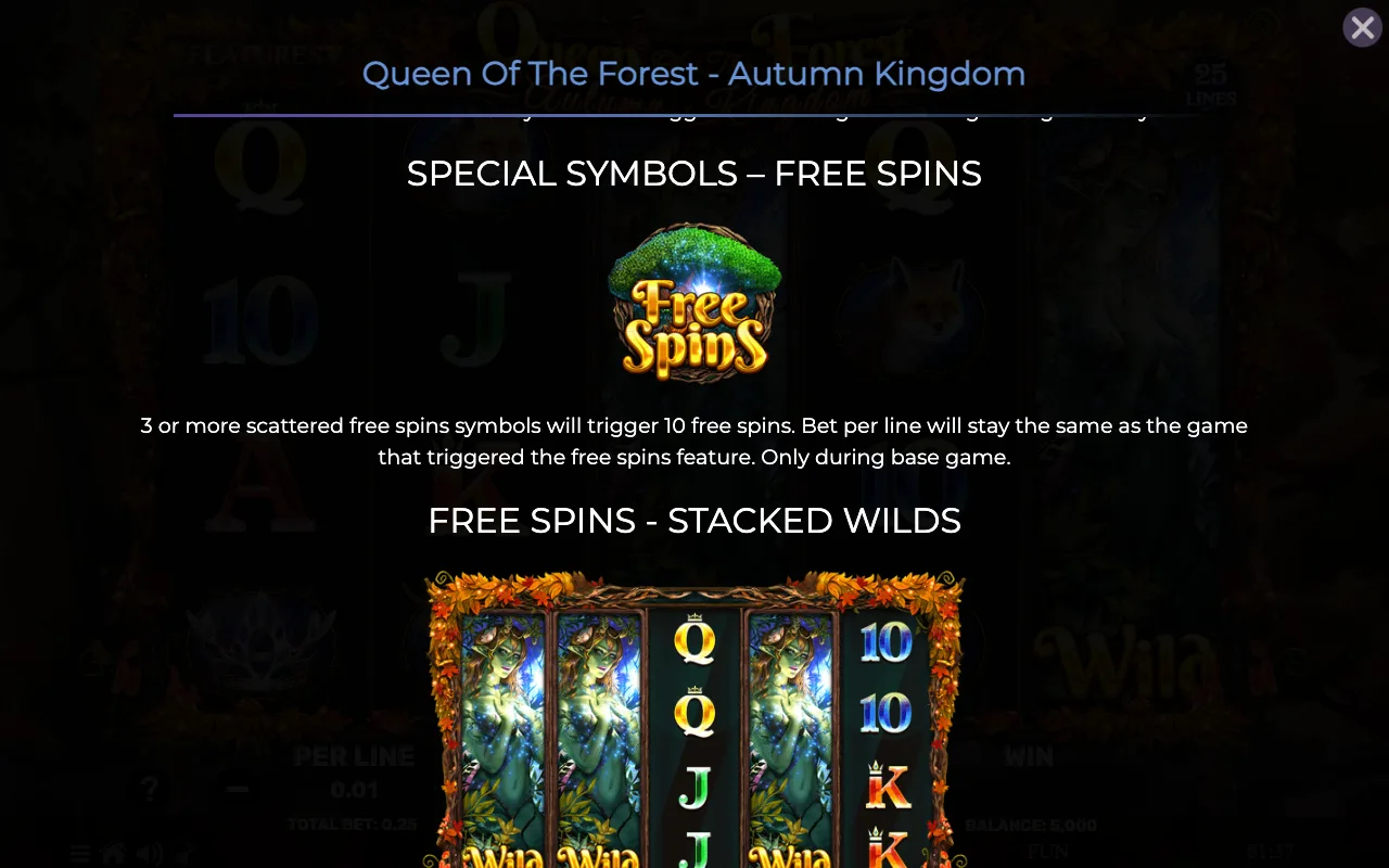 Special symbols - free spins — Queen of The Forest Autumn Kingdom