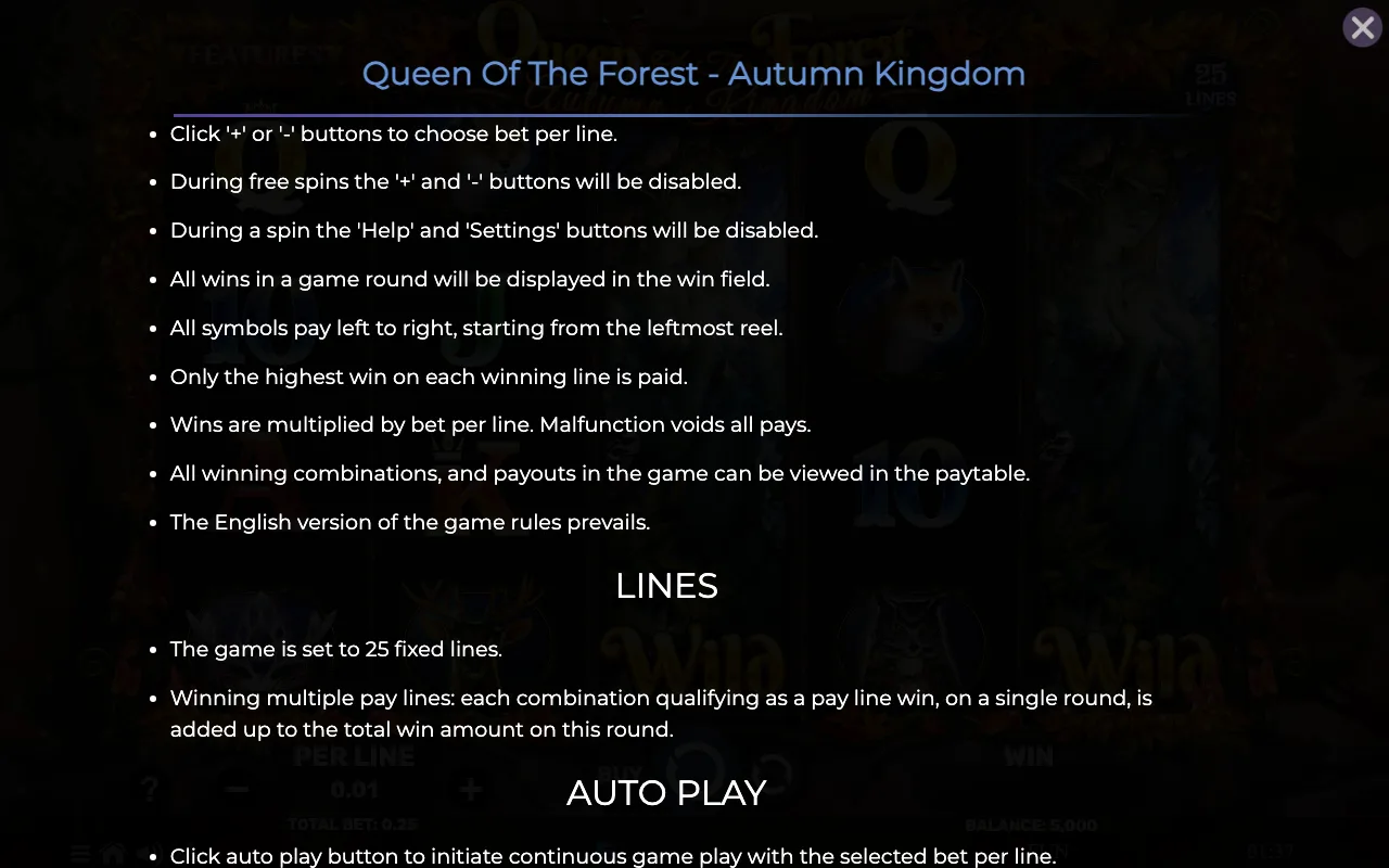Game rules, page 7 — Queen of The Forest Autumn Kingdom