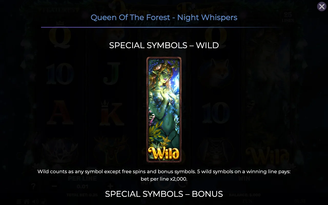 Special symbols - wild — Queen of The Forest Night Whispers