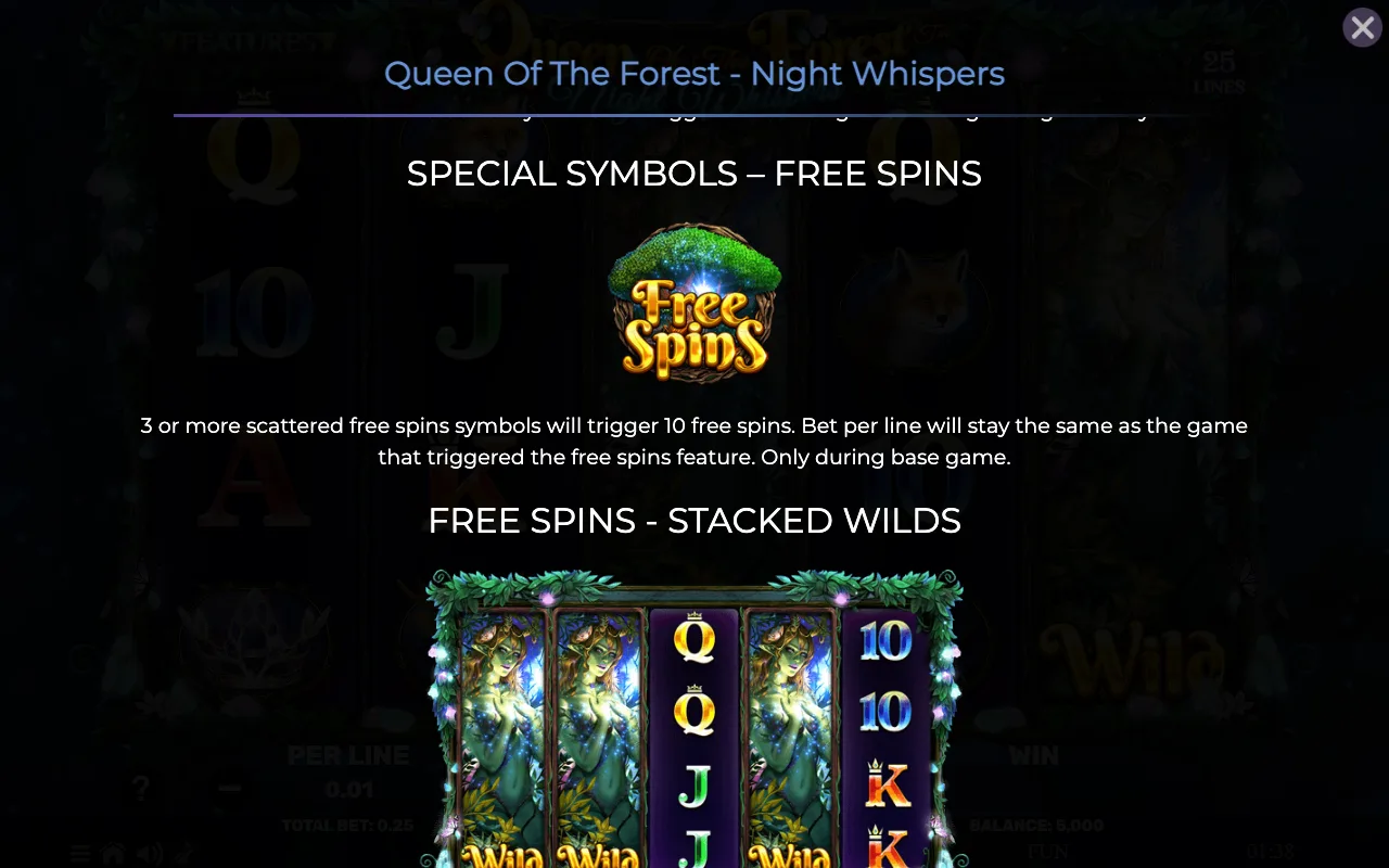 Special symbols - free spins — Queen of The Forest Night Whispers