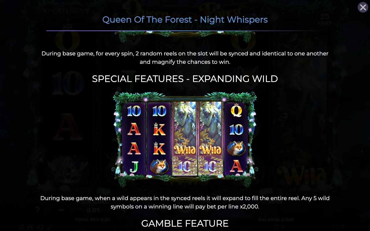 Special features - expanding wild — Queen of The Forest Night Whispers