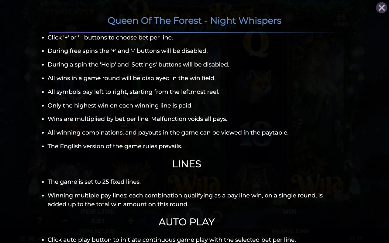 Game rules, page 7 — Queen of The Forest Night Whispers