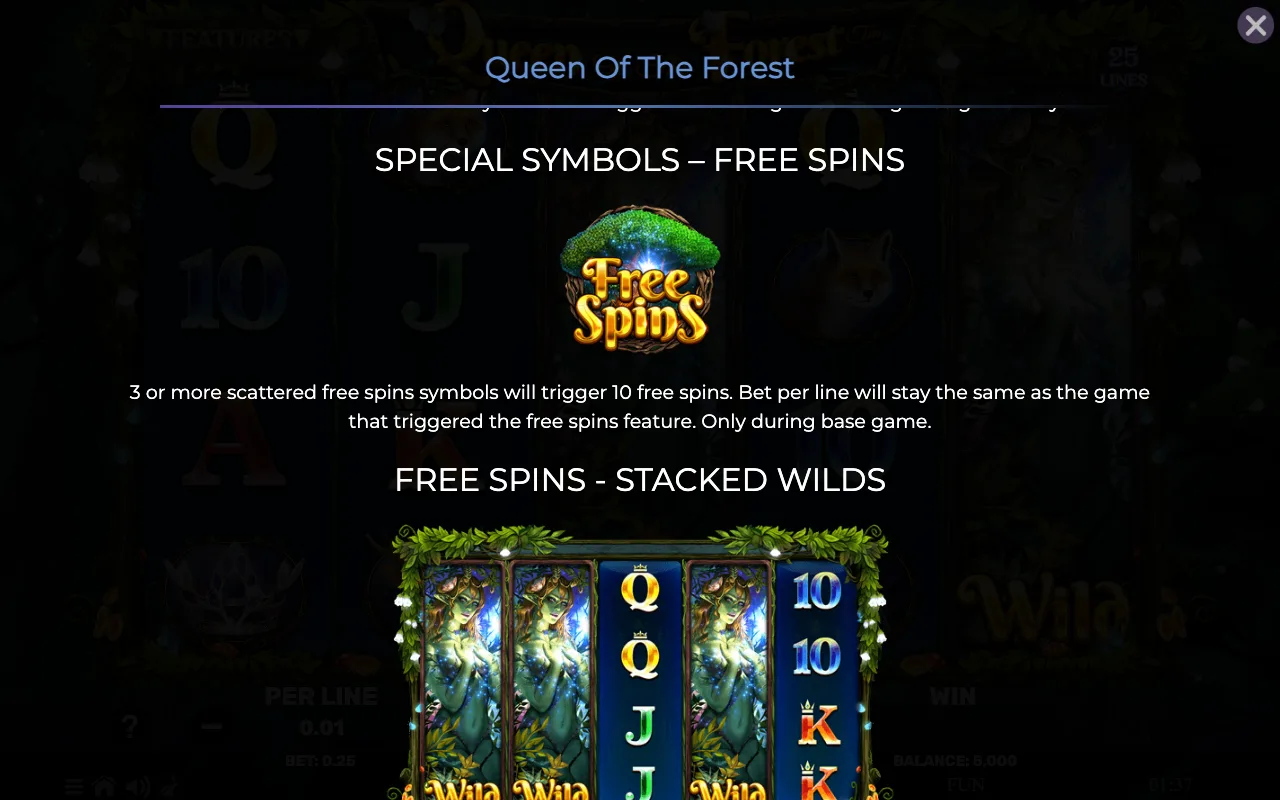 Special symbols - free spins — Queen of The Forest