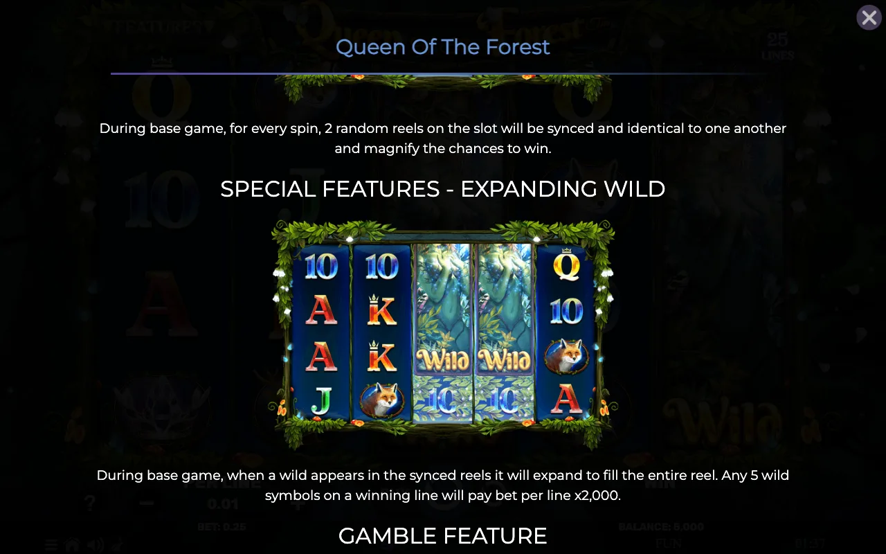 Special features - expanding wild — Queen of The Forest