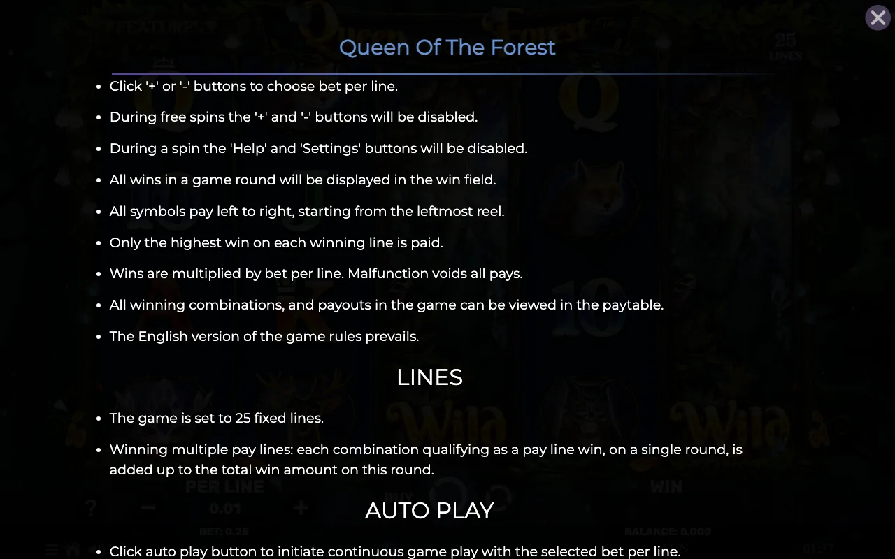 Game rules, page 7 — Queen of The Forest