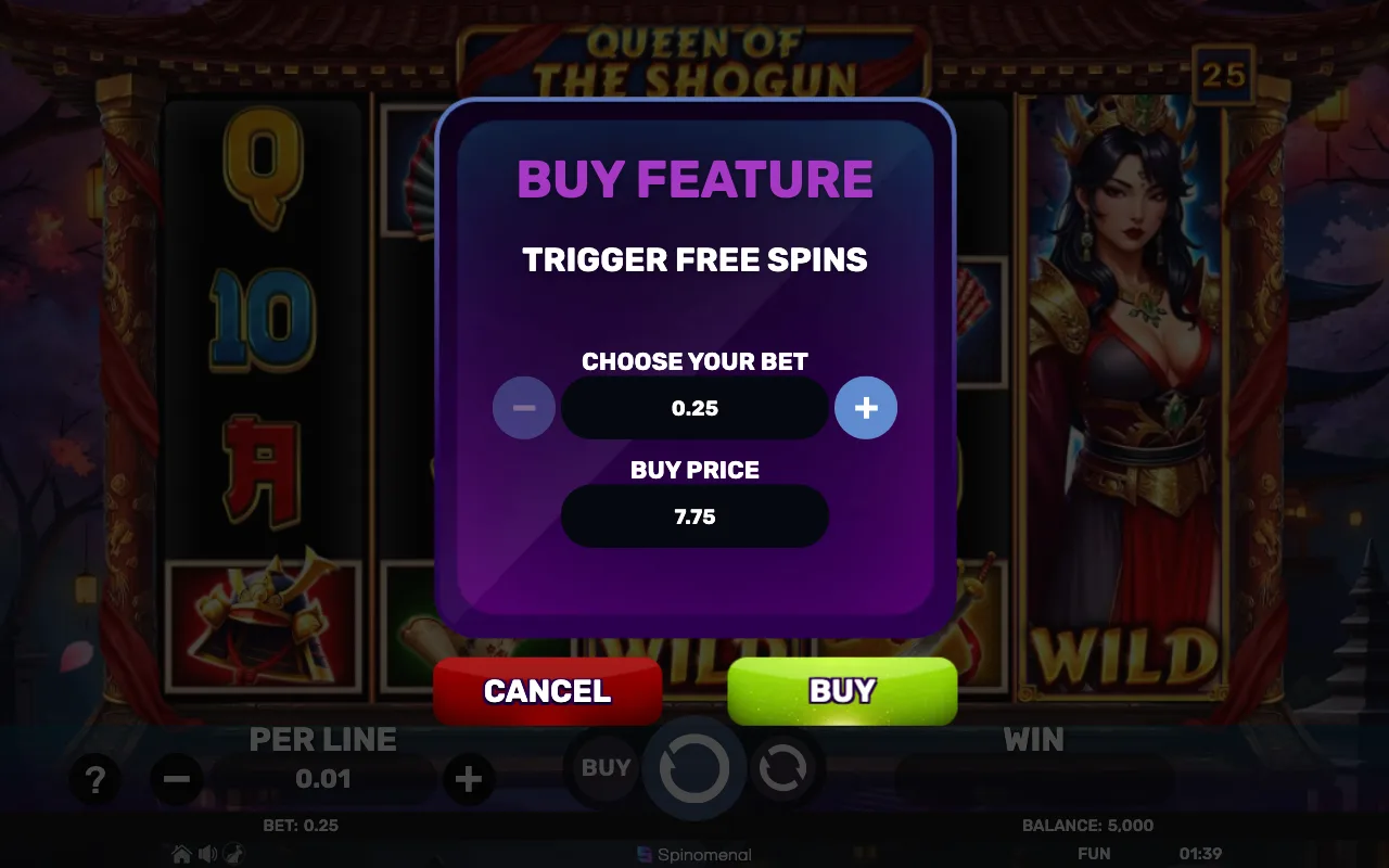 Buying the feature — Queen of The Shogun