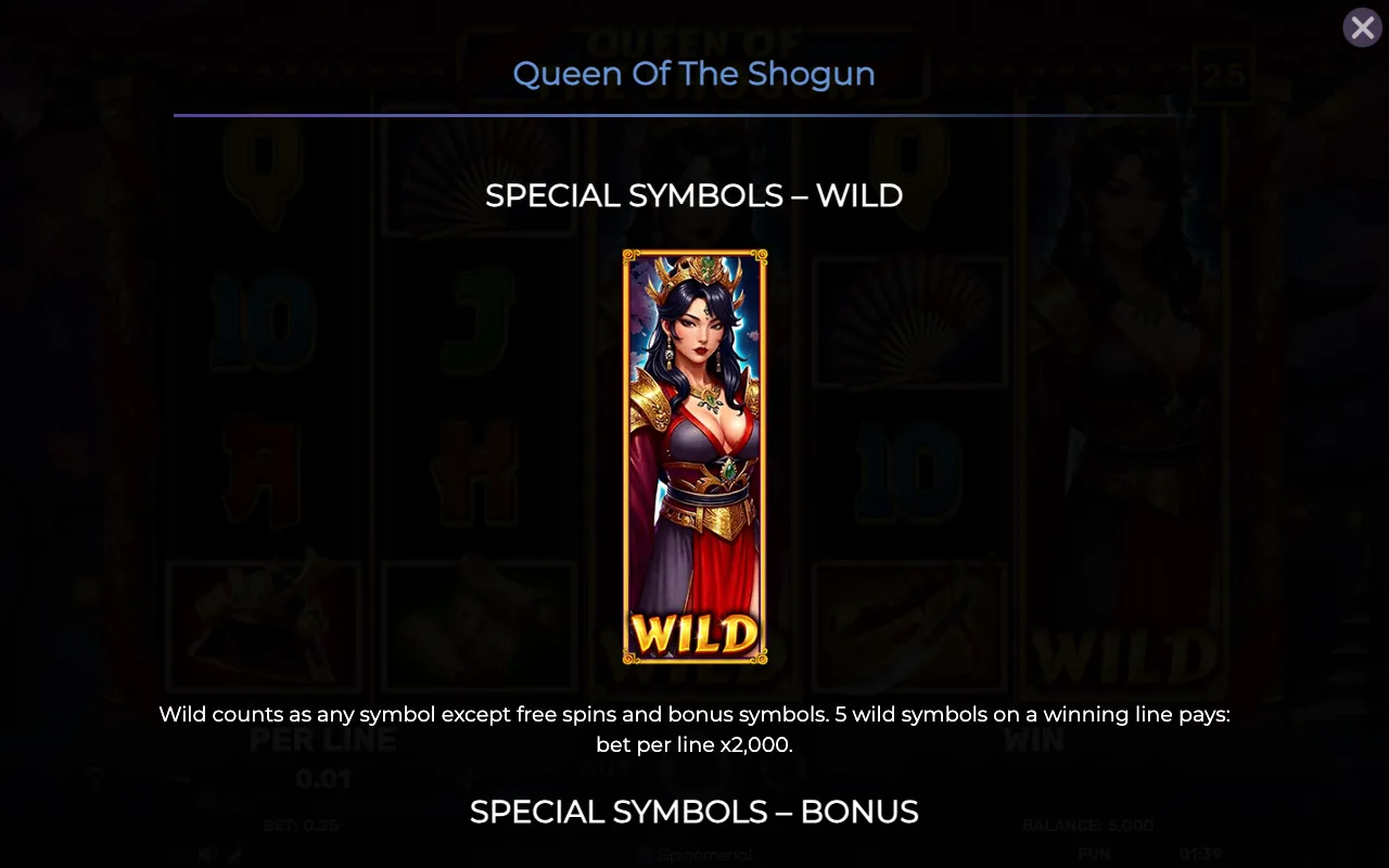 Special symbols - wild — Queen of The Shogun