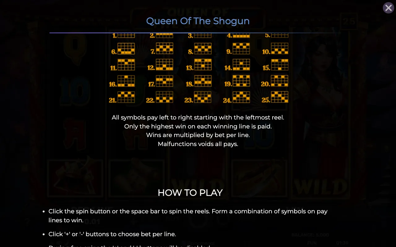 Game rules, page 6 — Queen of The Shogun