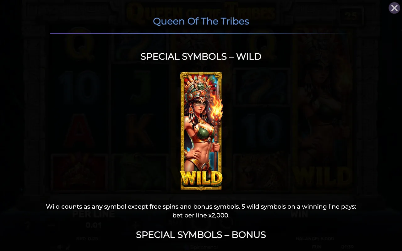 Special symbols - wild — Queen of The Tribes