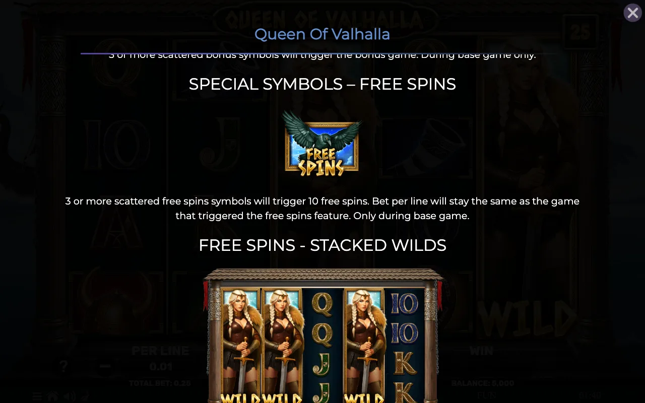 Special symbols - free spins — Queen of Valhalla