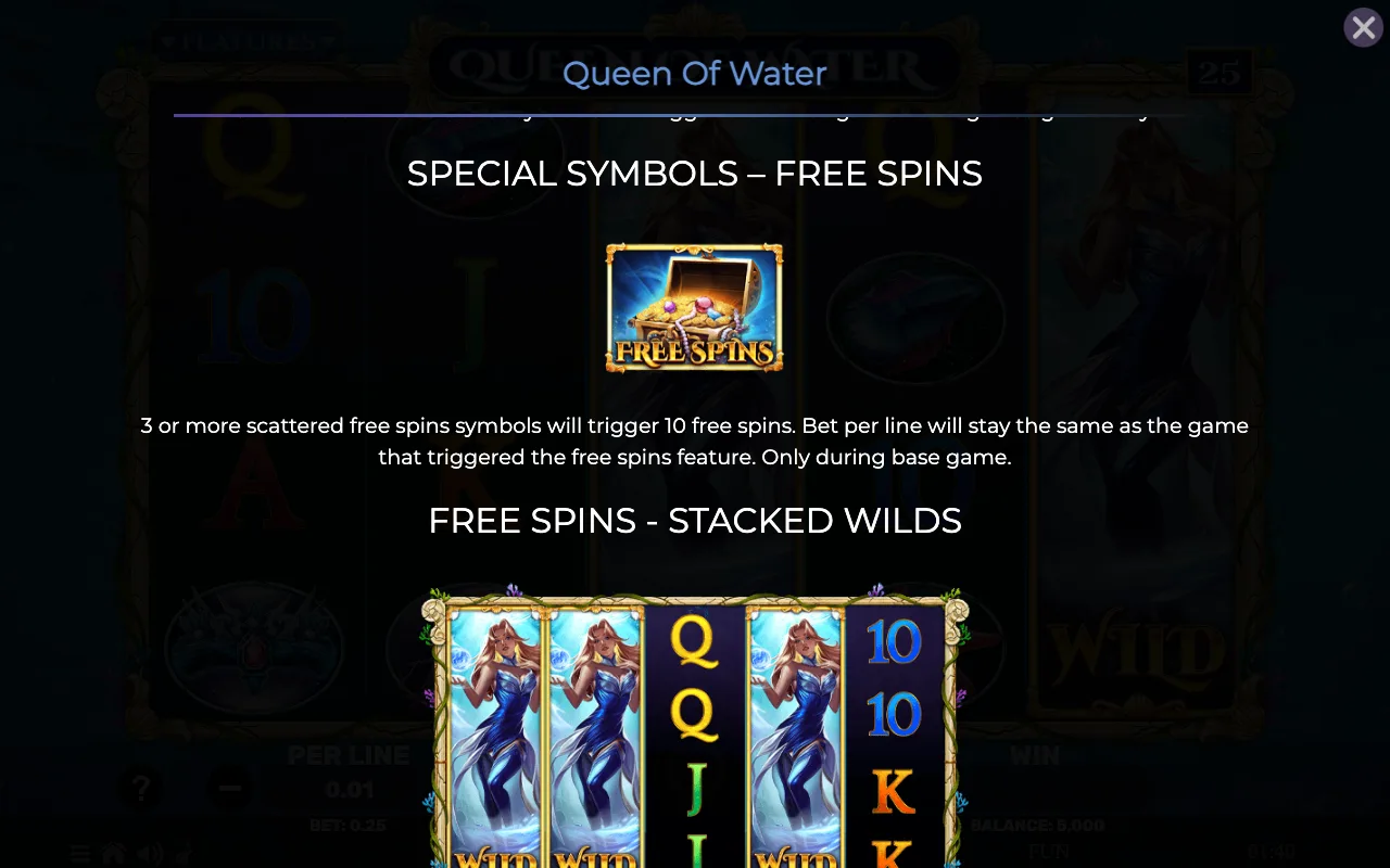 Special symbols - free spins — Queen of Water