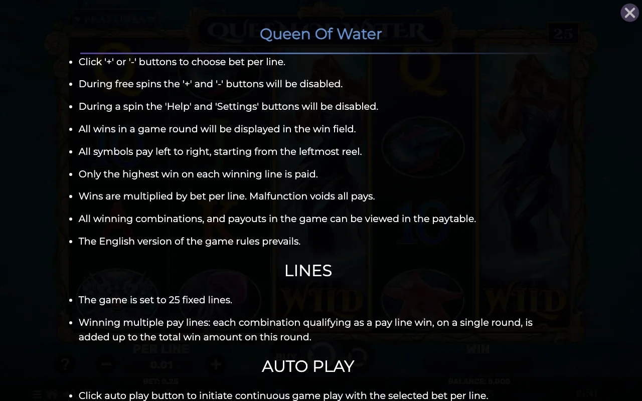 Game rules, page 7 — Queen of Water