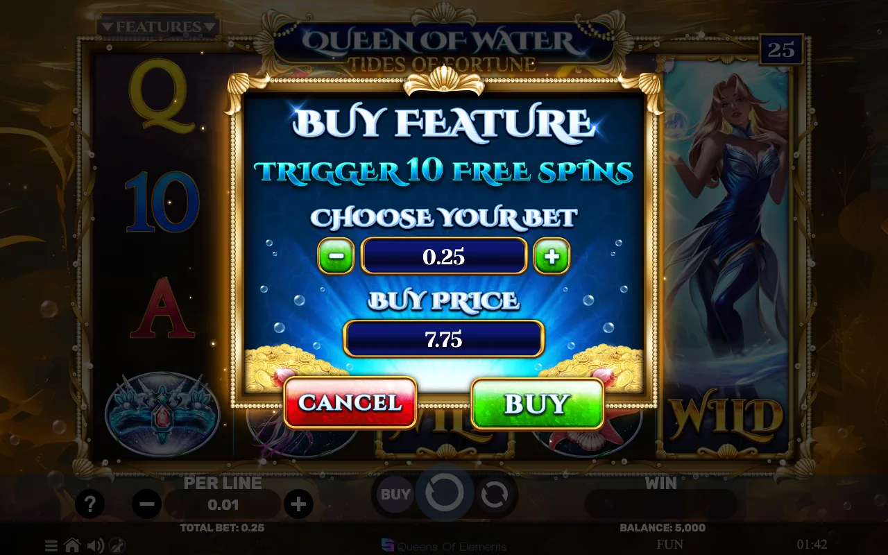 Buying the feature — Queen of Water Tides of Fortune