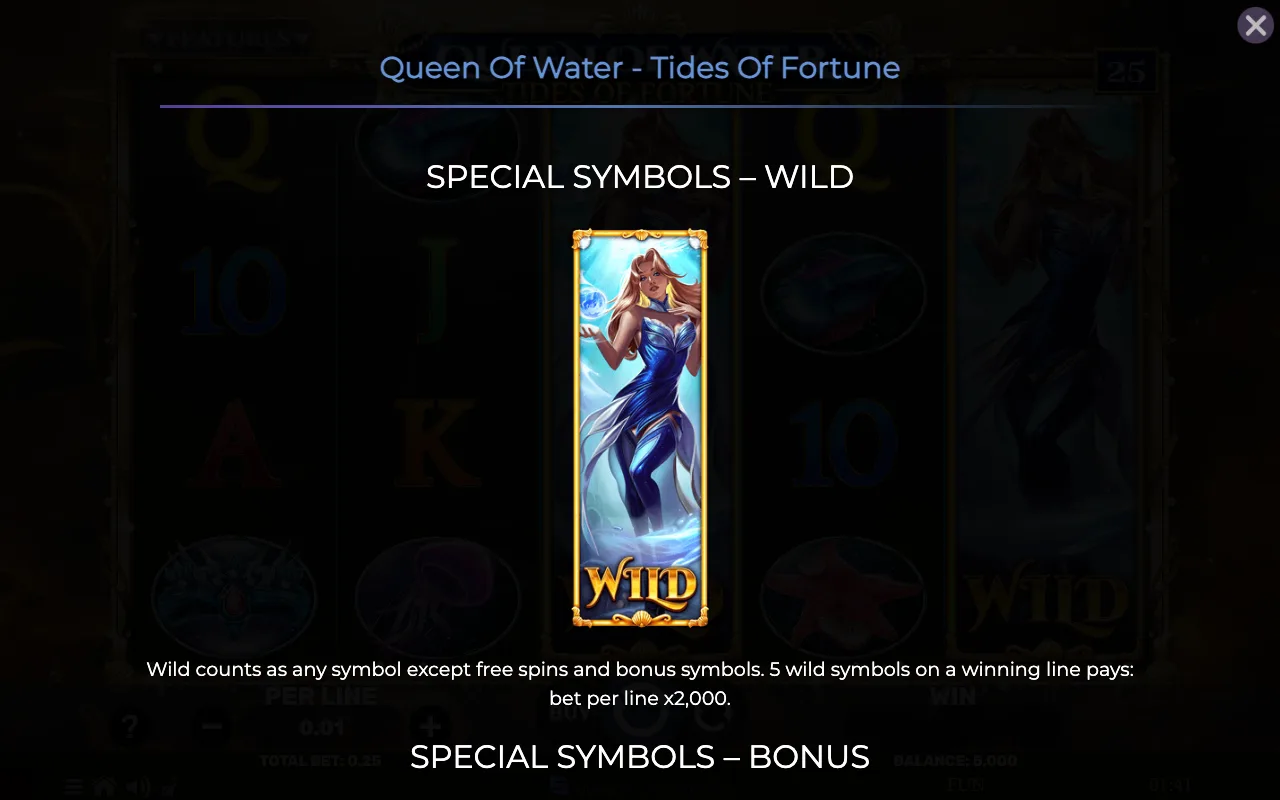 Special symbols - wild — Queen of Water Tides of Fortune