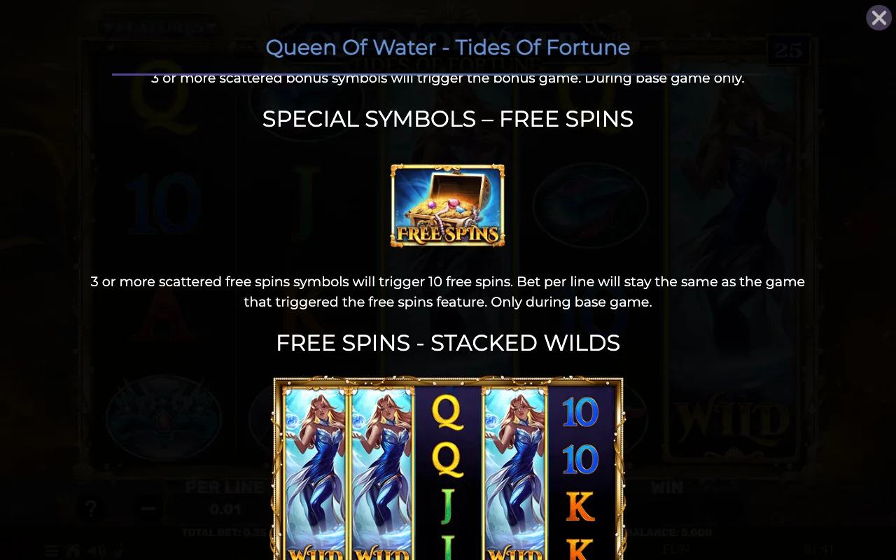 Special symbols - free spins — Queen of Water Tides of Fortune
