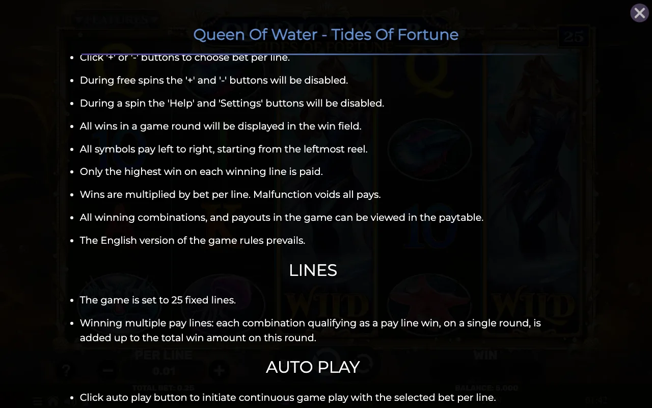 Game rules, page 7 — Queen of Water Tides of Fortune