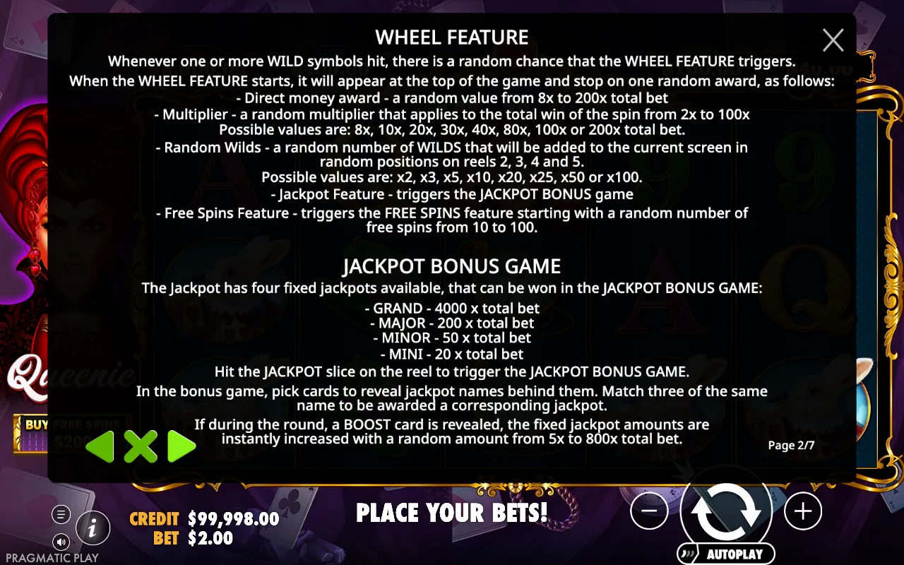 Game rules, page 2 — Queenie