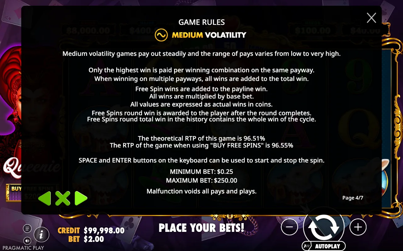 Game rules — Queenie