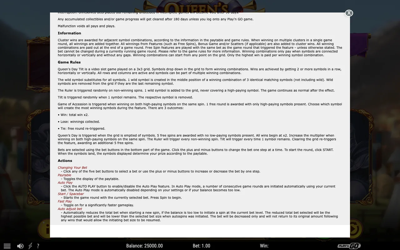 Game rules, page 2 — Queen's Day Tilt