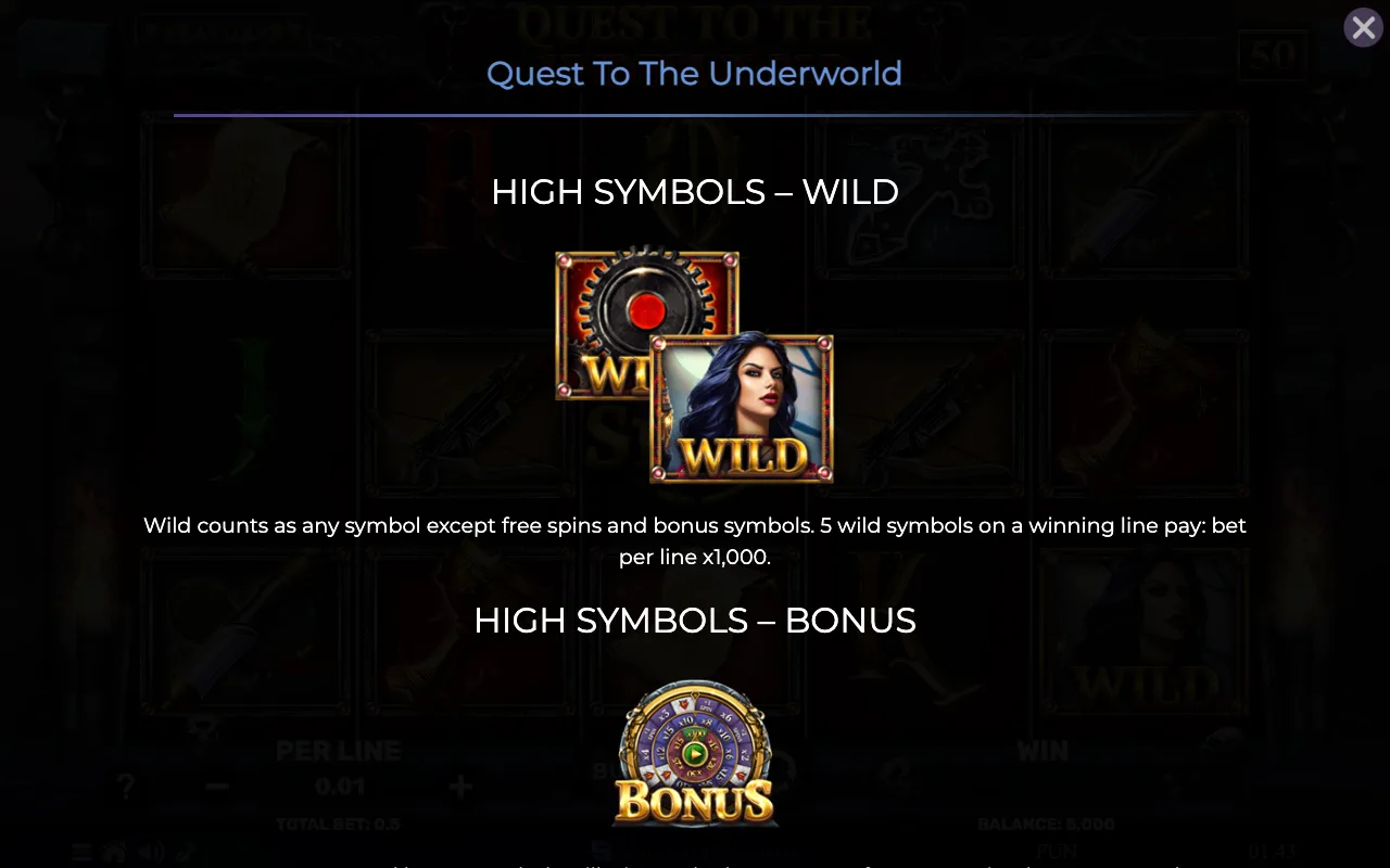 High symbols - wild — Quest to The Underworld
