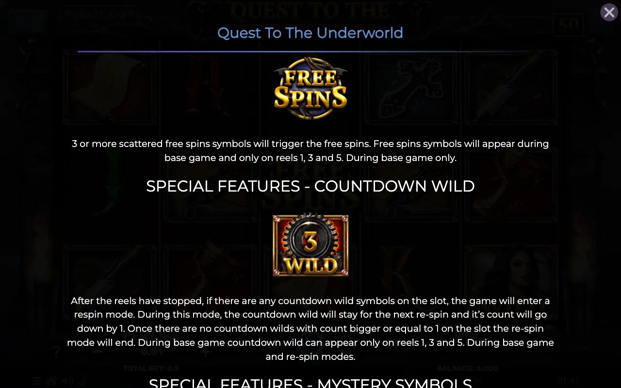 Game rules, page 2 — Quest to The Underworld