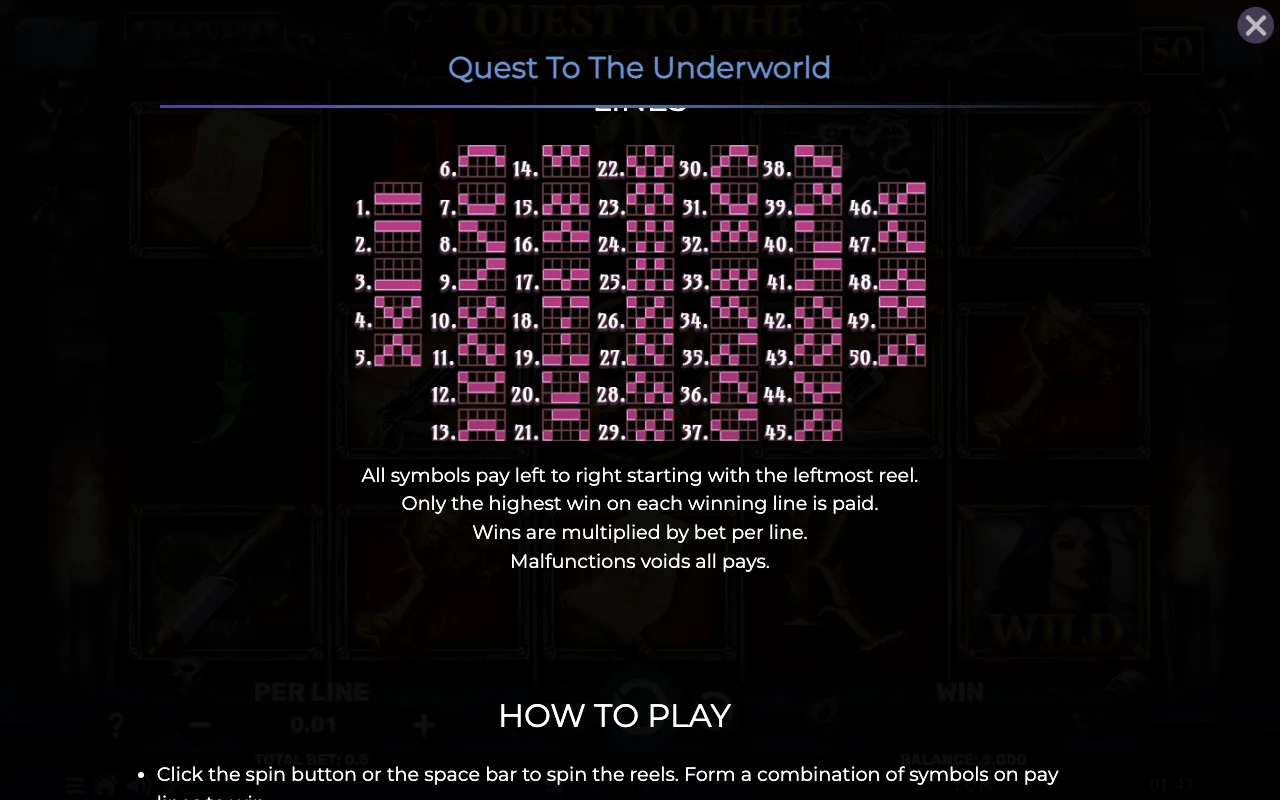 Game rules, page 6 — Quest to The Underworld